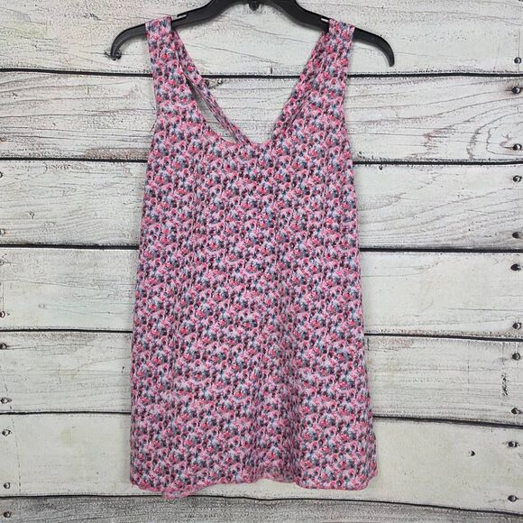 J.Crew Pink Blue Floral Sleeveless Blouse (12) - Picture 1 of 7